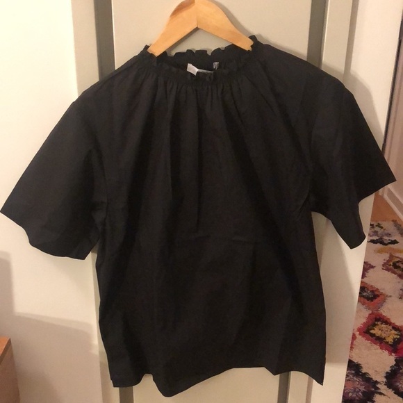 Thakoon | NWT Black Smocked Neck Tee - Size Large - Picture 5 of 8